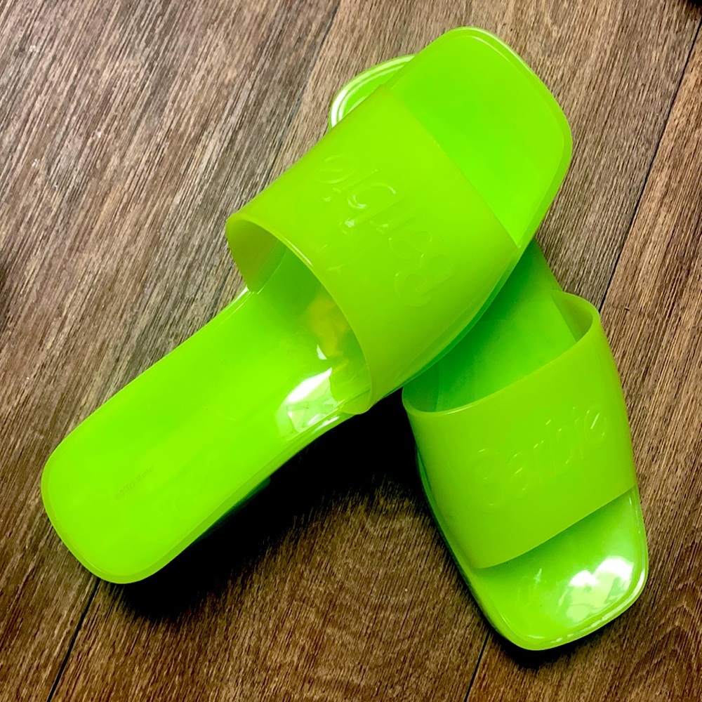 Barbie print jelly sandals.